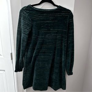 Mini Boden Green & Gold Accent Long Sleeve Dress-11/12 Years